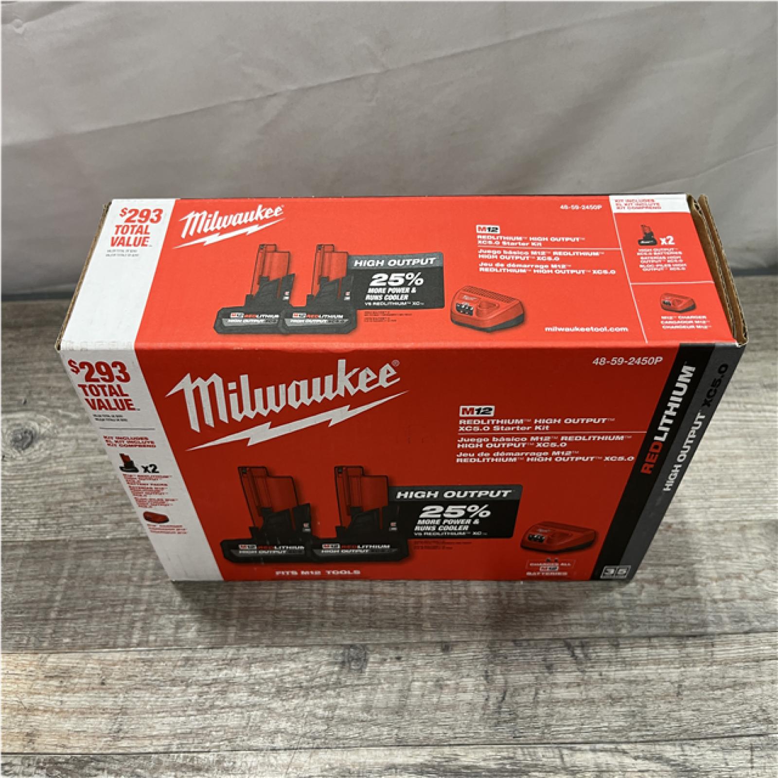 NEW - Milwaukee 12V Lithium-Ion XC High Output 5.0 Ah Battery Pack (2-Pack) Starter Kit with Charger