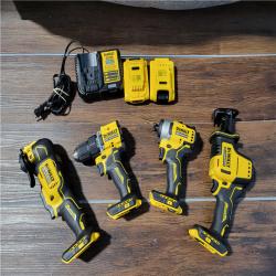 California As-Is Dewalt Brushless 4-Tool Combo Kit (Battery,Charger, and Tool Bag Included)