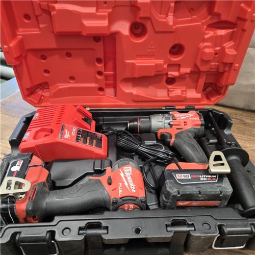 AS-IS MILWAUKEE M18 FUEL 18V Lithium-Ion Brushless Cordless Hammer Drill and Impact Driver Combo Kit (2-Tool) with 2 Batteries