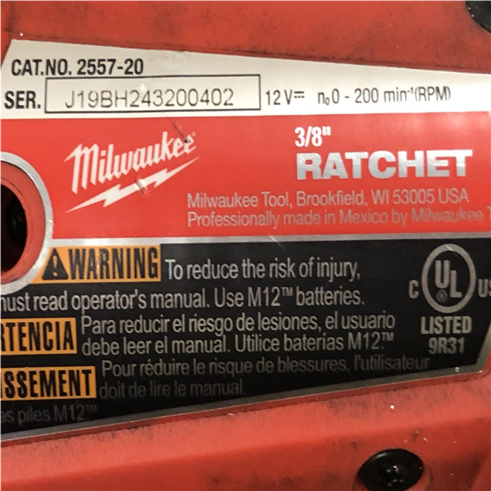 AS-IS Milwaukee FUEL 12V Lithium-Ion Brushless Cordless 3/8 in. Ratchet (Tool-Only)