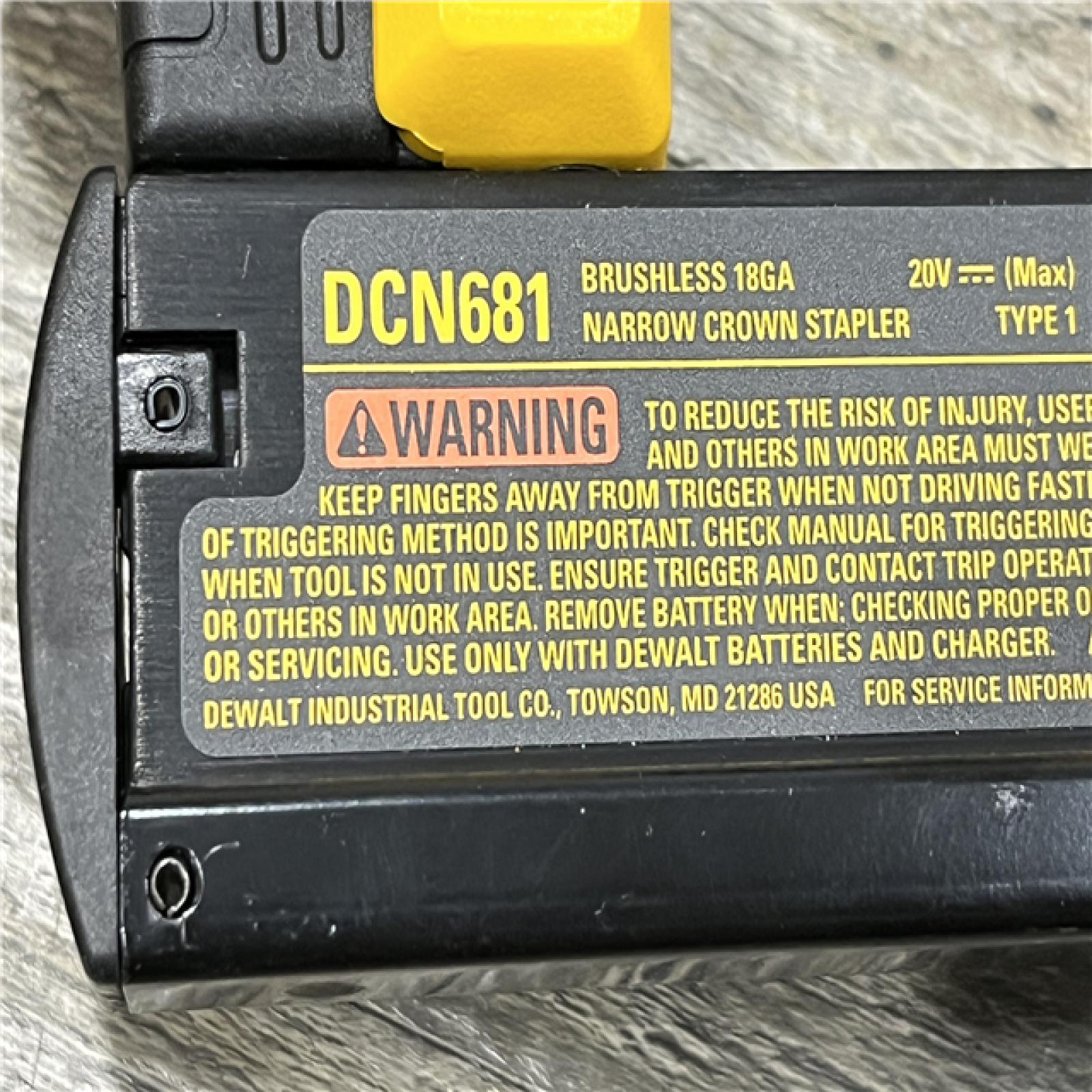 AS-IS DEWALT 20V MAX XR Lithium-Ion Cordless 18-Gauge Narrow Crown Stapler Kit