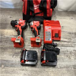 AS-IS Milwaukee 18V Lithium-Ion Brushless Cordless Compact Drill/Impact Combo Kit