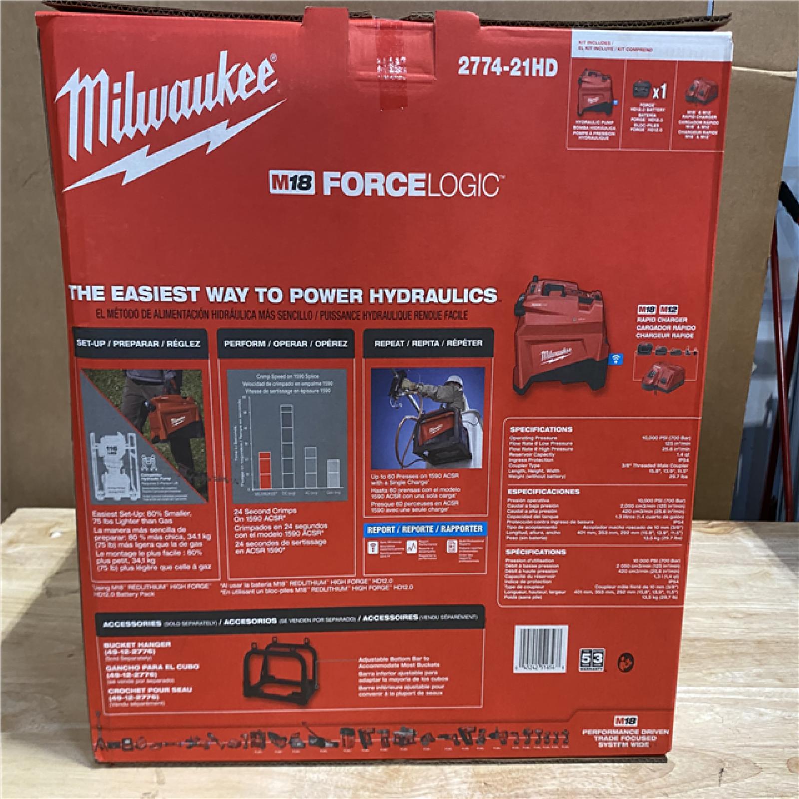 NEW! MILWAUKEE M18 FORCE LOGIC 18-Volt Lithium-Ion Cordless 10 000 PSI Hydraulic Pump Kit with 12.0 Ah Battery