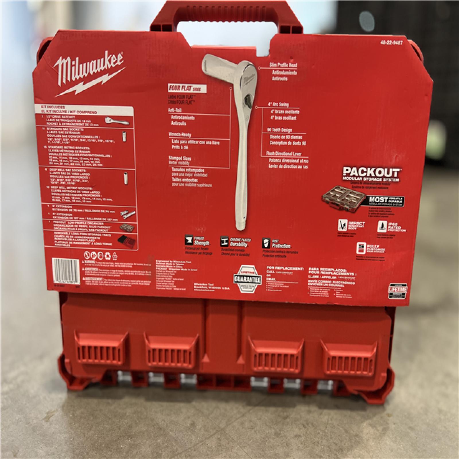 NEW! - Milwaukee 1/2 in. Drive SAE/Metric Ratchet and Socket Mechanics Tool Set with PACKOUT Case (47-Piece)