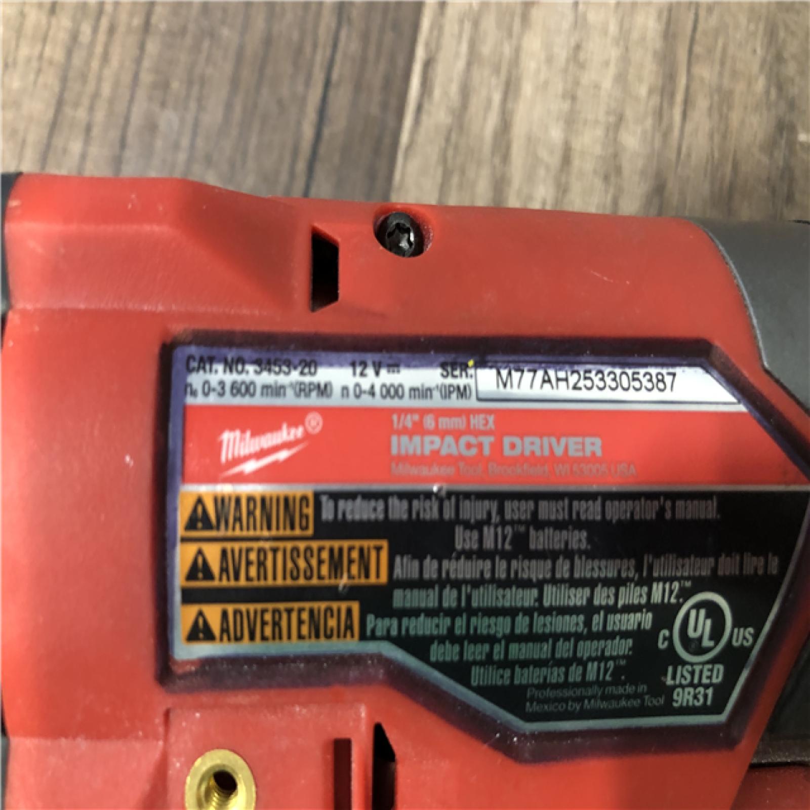 AS-IS Milwaukee FUEL 12V Lithium-Ion Brushless Cordless 1/4 in. Hex Impact Driver (Tool-Only)