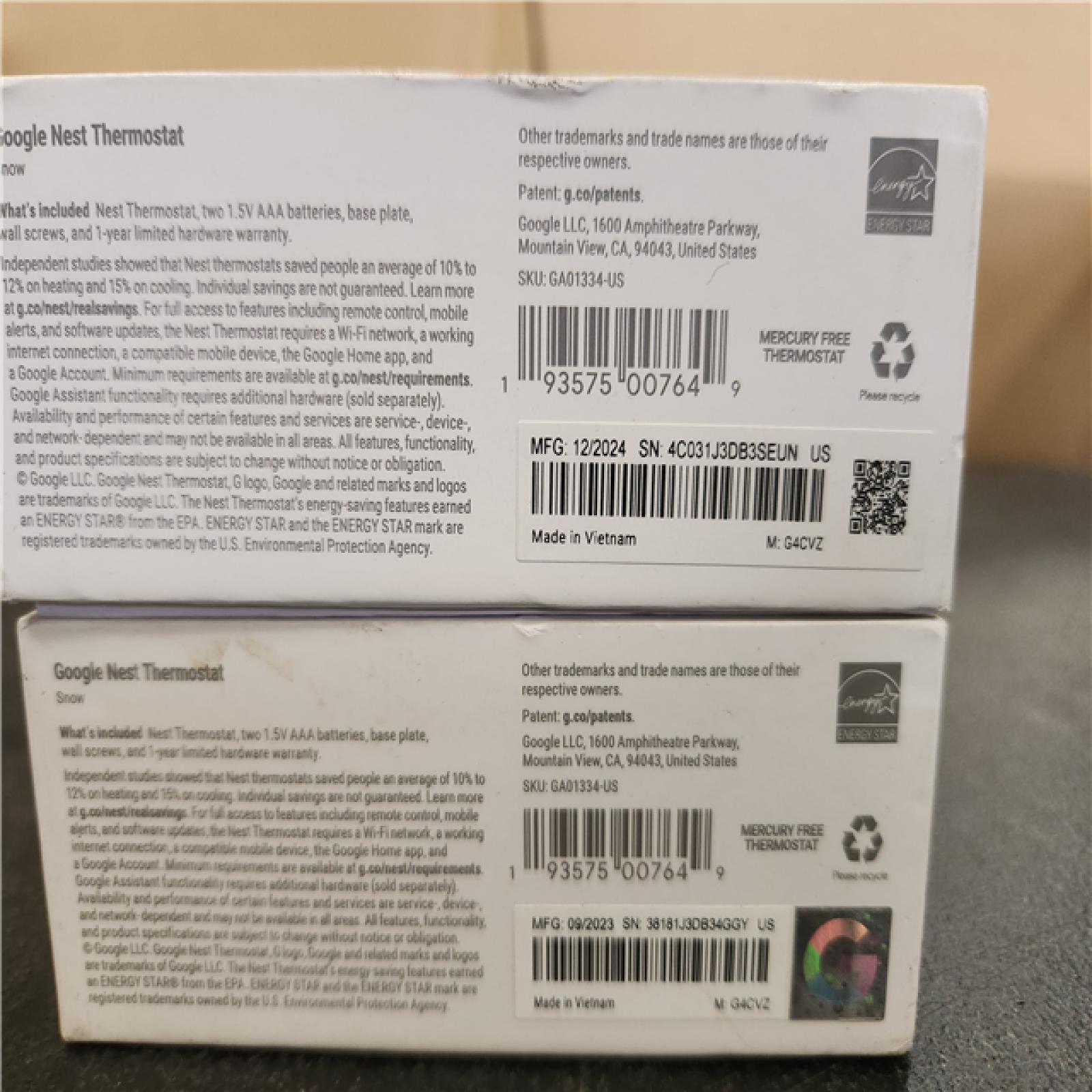 Phoenix AS-IS Google Nest Thermostat - Smart Programmable Wi-Fi Thermostat - (2-Pack)