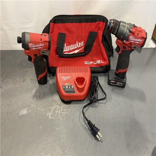AS-IS - Milwaukee M12 FUEL 12-Volt Lithium-Ion Brushless Cordless Hammer Drill and Impact Driver Combo Kit