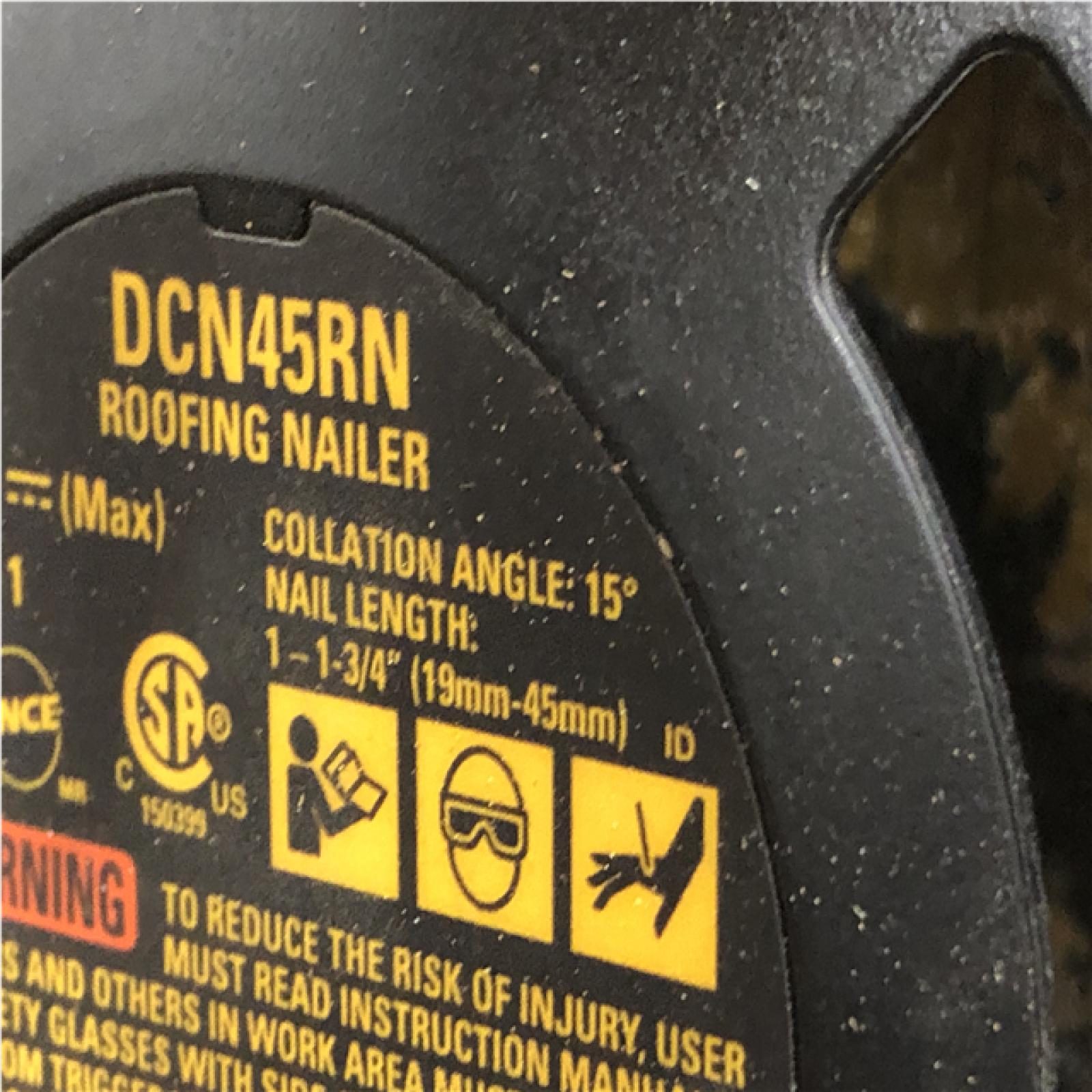 AS-IS DEWALT 20V MAX Lithium-Ion 15-Degree Electric Cordless Roofing Nailer Kit