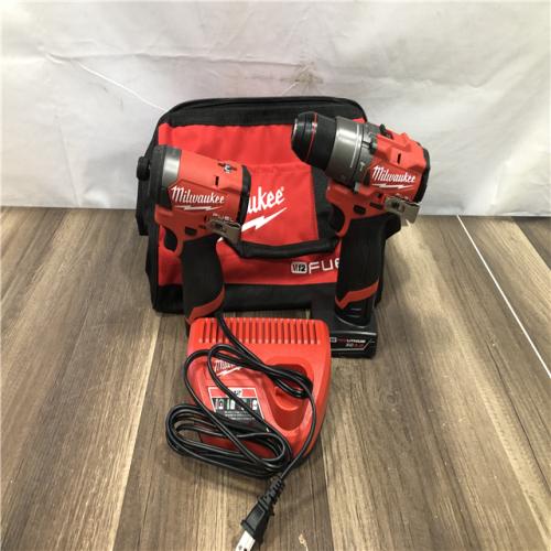 AS-IS Milwaukee FUEL 12-Volt Lithium-Ion Brushless Cordless Hammer Drill and Impact Driver Combo Kit