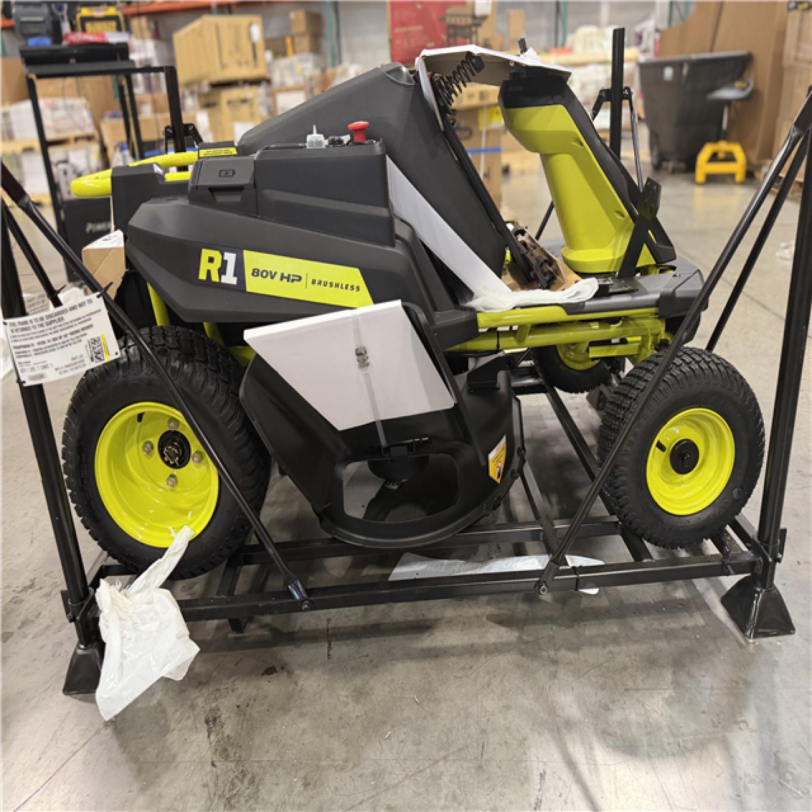 DALLAS LOCATION -  RYOBI R1 80V HP Brushless Lithium Battery Cordless Electric 30 in. Riding Lawn Mower with 14 Ah Battery and Charger