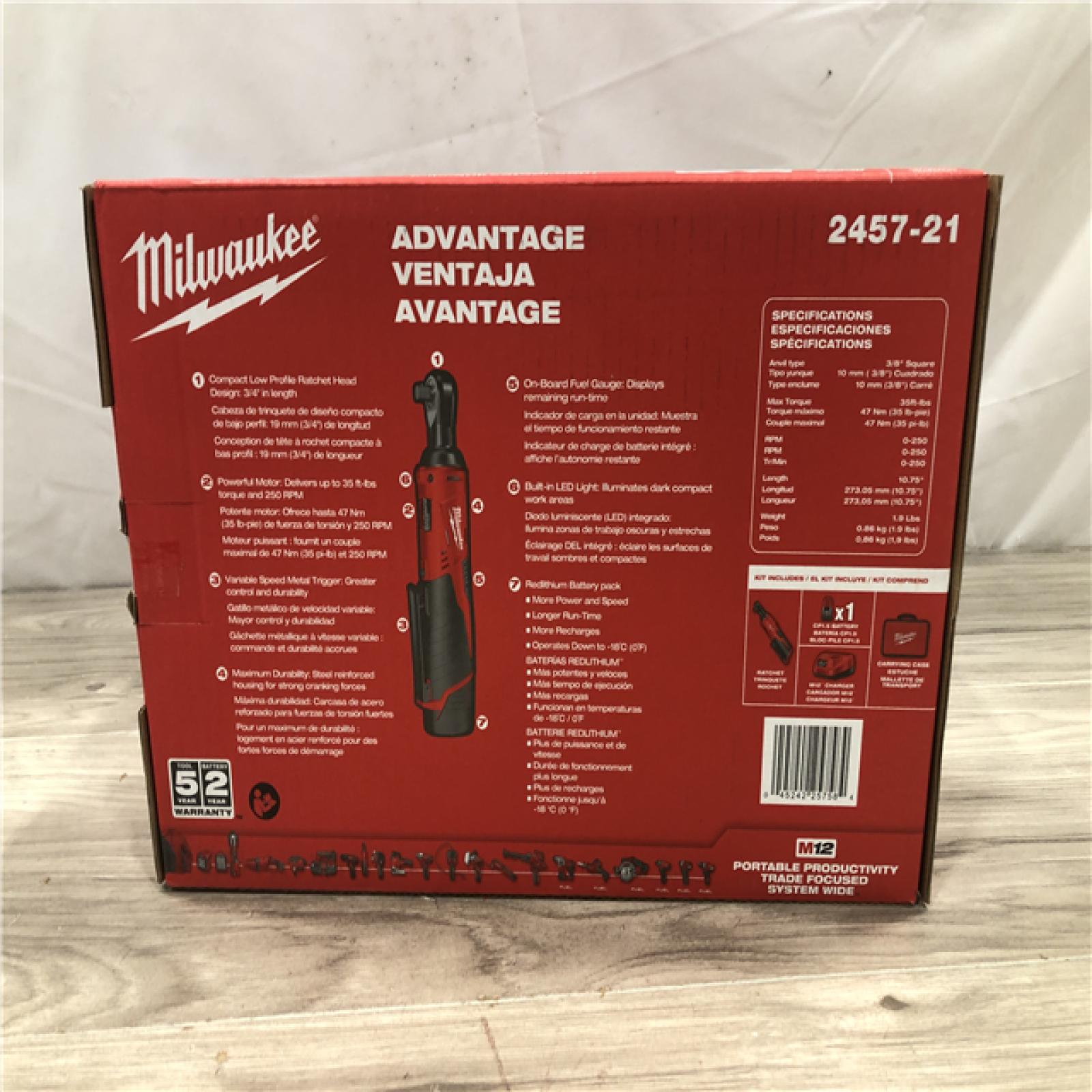 NEW! - Milwaukee Cordless 3/8 in. Ratchet Kit