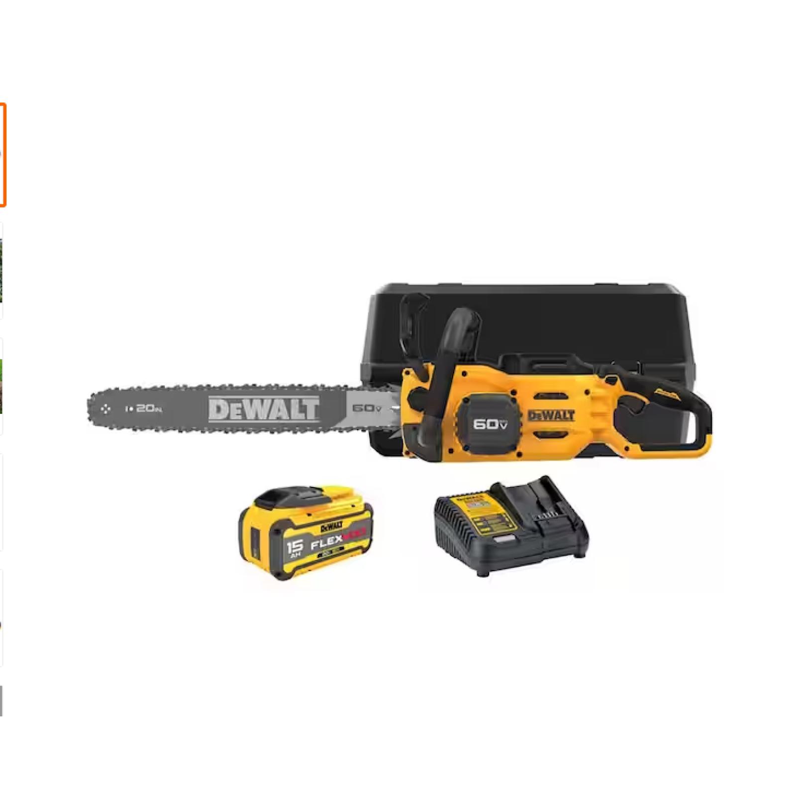 AS-IS DEWALT FLEXVOLT 60V MAX 20 in. Brushless Electric Cordless Chainsaw Kit and Carry Case with (1) FLEXVOLT 5 Ah Battery & Charger