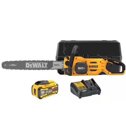 AS-IS DEWALT FLEXVOLT 60V MAX 20 in. Brushless Electric Cordless Chainsaw Kit and Carry Case with (1) FLEXVOLT 5 Ah Battery & Charger