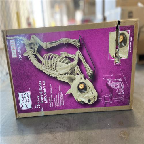 DALLAS LOCATION - Home Accents Holiday 5 ft. Long Grave & Bones LED Skelly's Cat H21