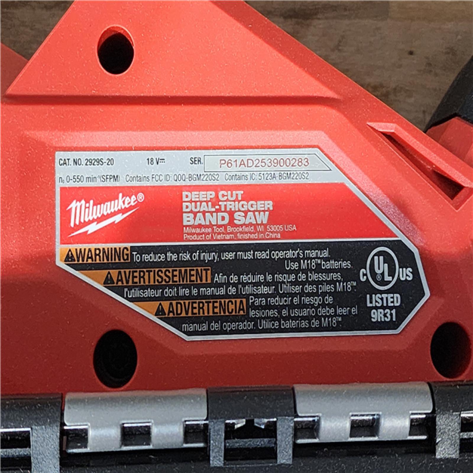 HOUSTON LOCATION - AS-IS (APPEARS LIKE NEW) MILWAUKEE DEEP CUT DUAL-TRIGGER BAND SAW