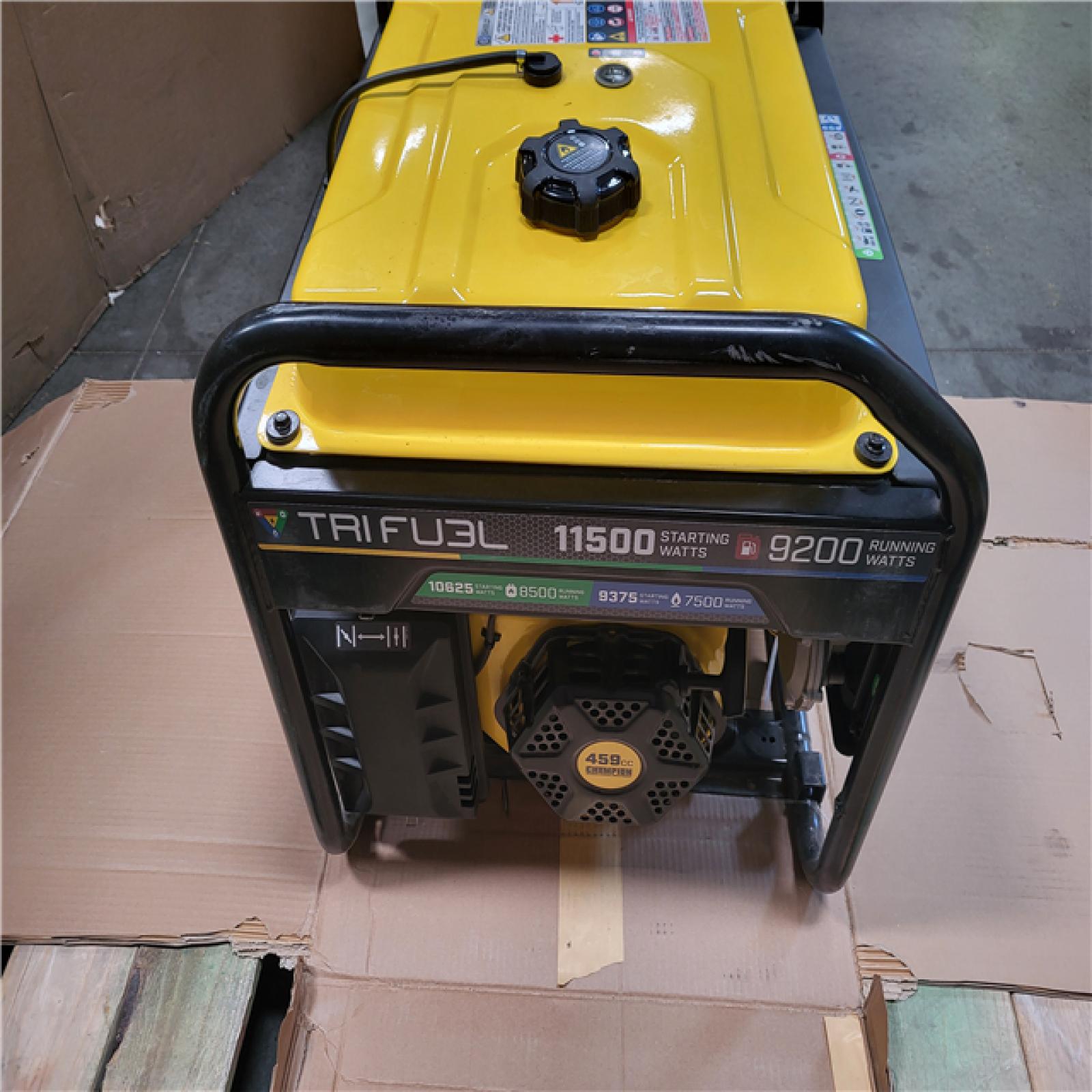 CALIFORNIA AS-IS CHAMPION TRI FUEL 11 500 STARTING WATT 9 200 RUNNING WATT PORTABLE GENERATOR