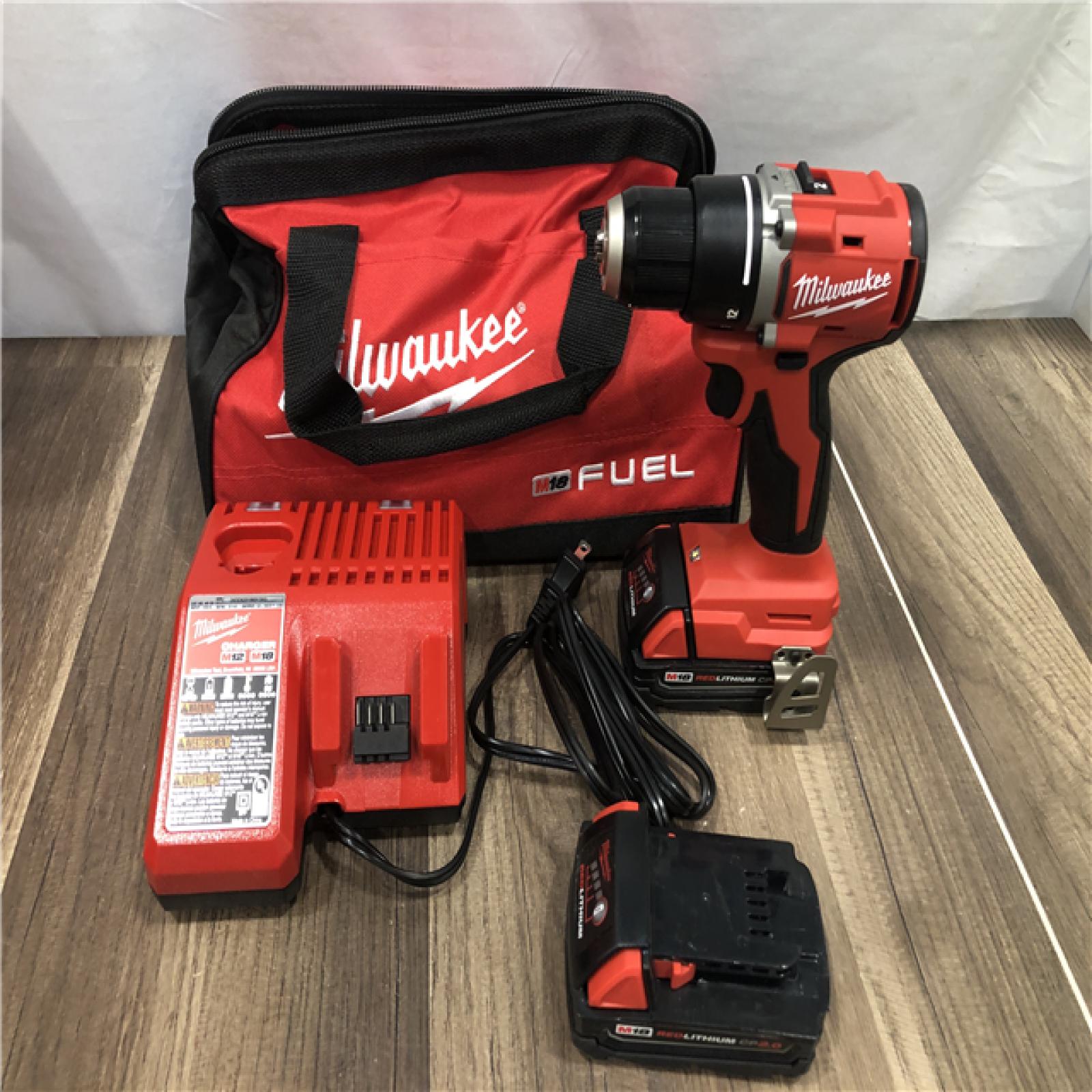 AS-IS Milwaukee 18V Lithium-Ion Brushless Cordless 1/2 in. Compact Drill/Driver Kit