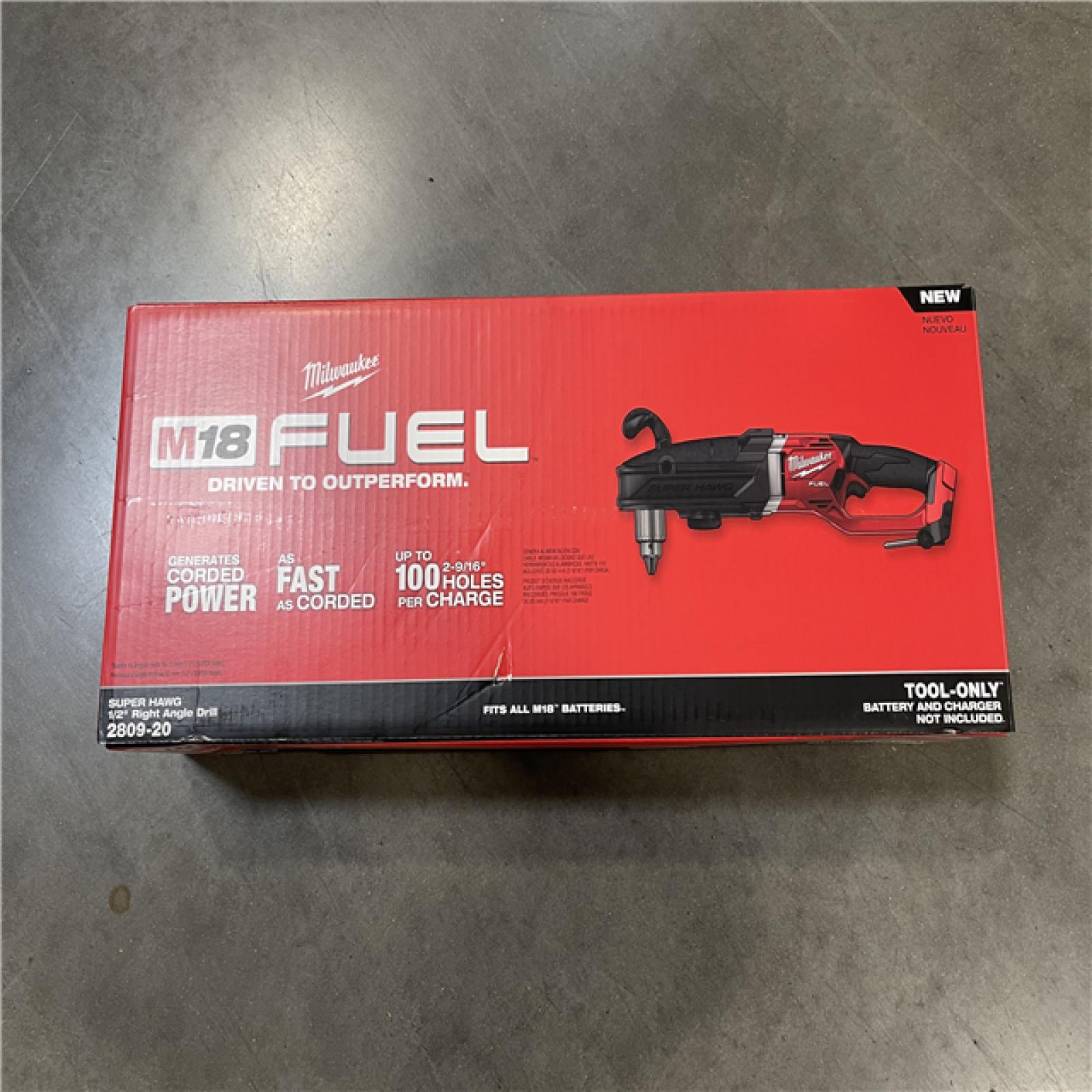 NEW! - Milwaukee M18 FUEL 18V Lithium-Ion Brushless Cordless GEN 2 SUPER HAWG 1/2 in. Right Angle Drill (Tool-Only)