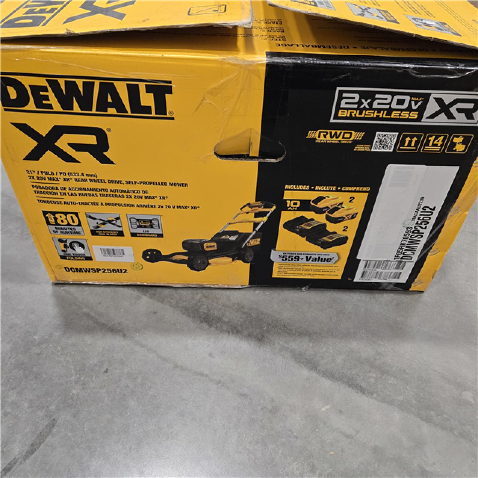 GOOD- DEWALT 2x20V MAX 21 in. Cordless Battery Powered Self Propelled Lawn Mower Kit with (2) 10 Ah Batteries and Chargers