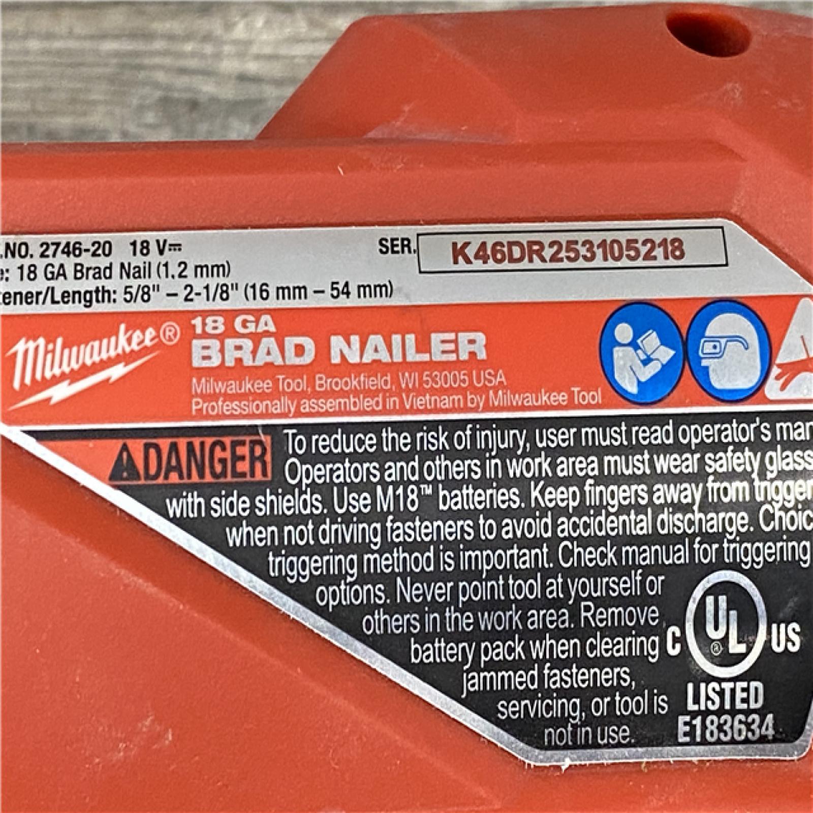 AS-IS Milwaukee  FUEL 18-Volt Lithium-Ion Brushless Cordless Gen II 18-Gauge Brad Nailer (Tool-Only)