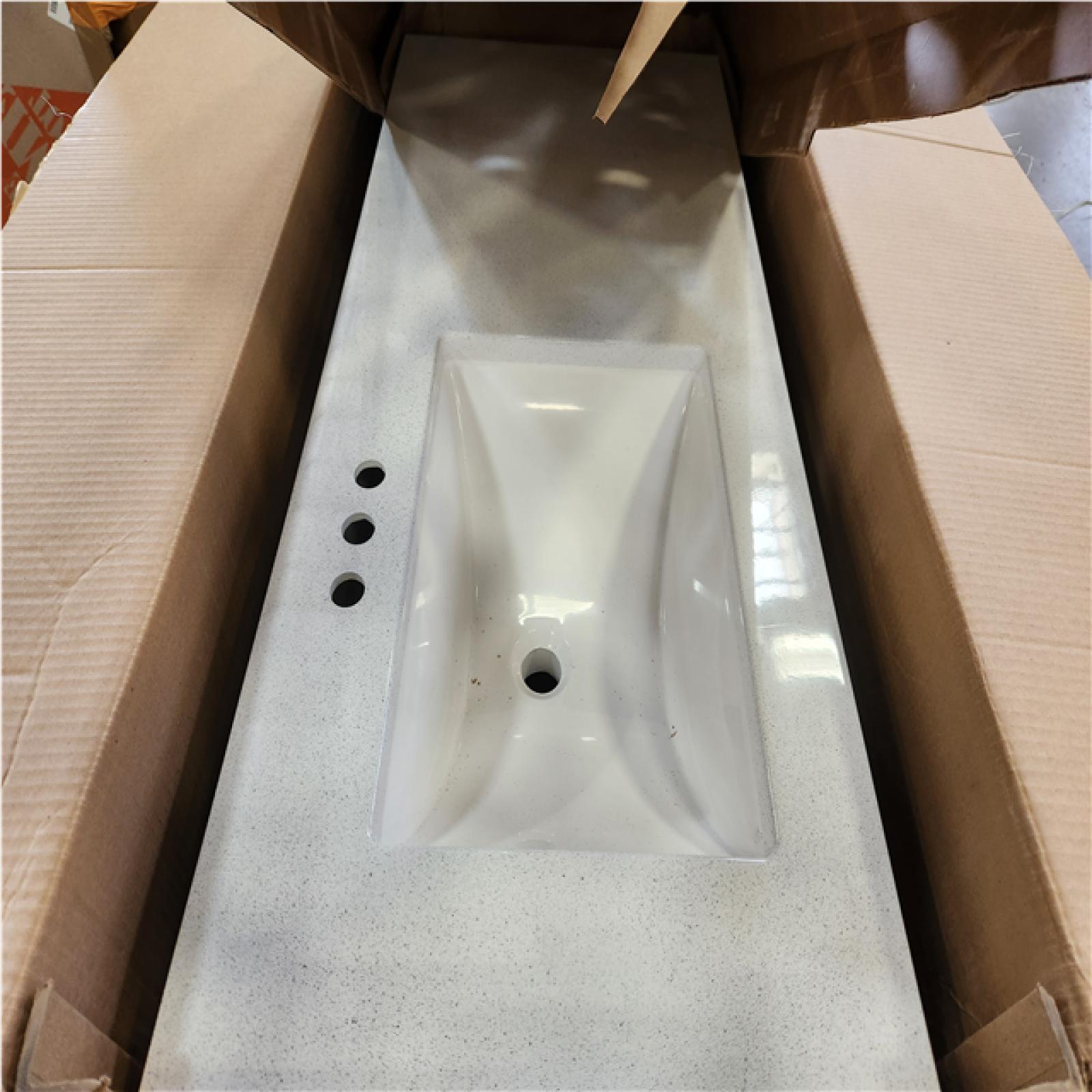 Phoenix NEW Glacier Bay Bannister 43 in. Single Sink Pearl Gray Freestanding Bath Vanity with Granite-Look Colorpoint White Cultured Marble Top