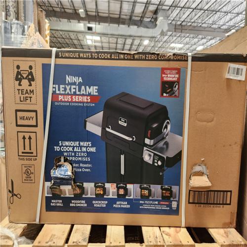 Phoenix AS-IS NINJA FlexFlame Plus 3-Burner Outdoor Cooking BBQ, 5-in-1 Propane and Electric Grill, Smoker, Roaster, Pizza Maker in Black