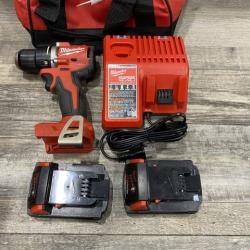 AS-IS Milwaukee 18V Lithium-Ion Brushless Cordless 1/2 in. Compact Drill/Driver Kit