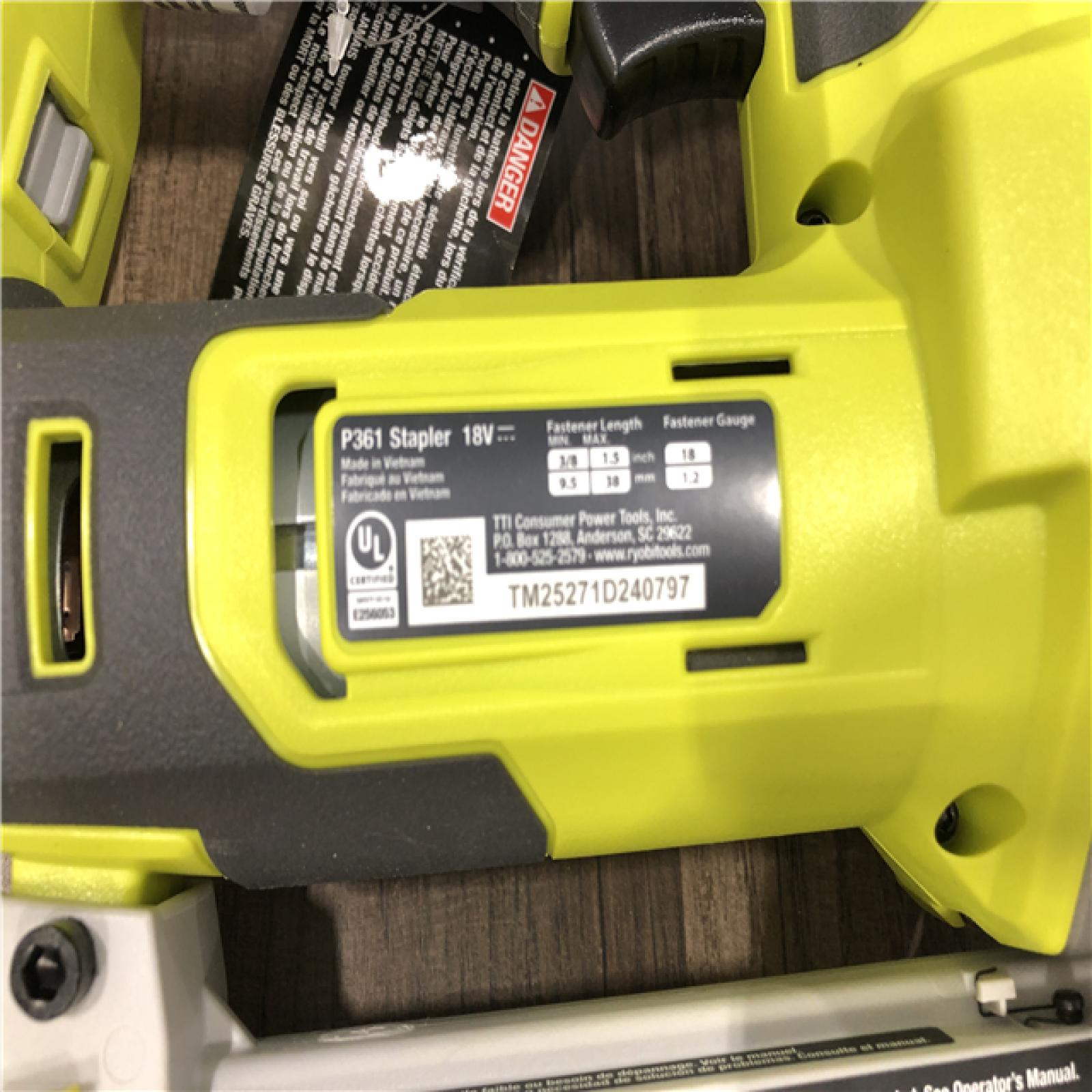 AS-IS RYOBI ONE+ 18V 18-Gauge Cordless AirStrike Narrow Crown Stapler (Tool Only)