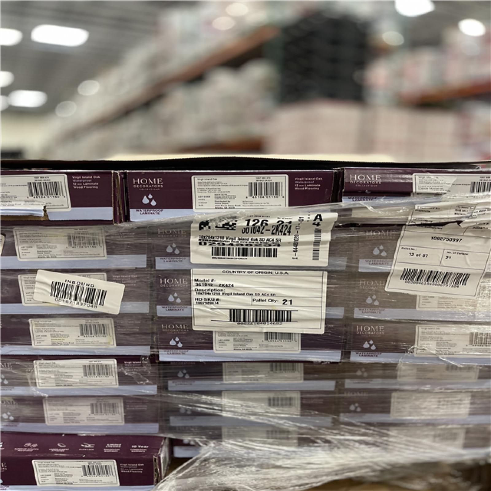 DALLAS LOCATION- Home Decorators Collection Virgil Island Oak 12 mm T x 8 in. W Waterproof Laminate Wood Flooring PALLET (21 UNITS)