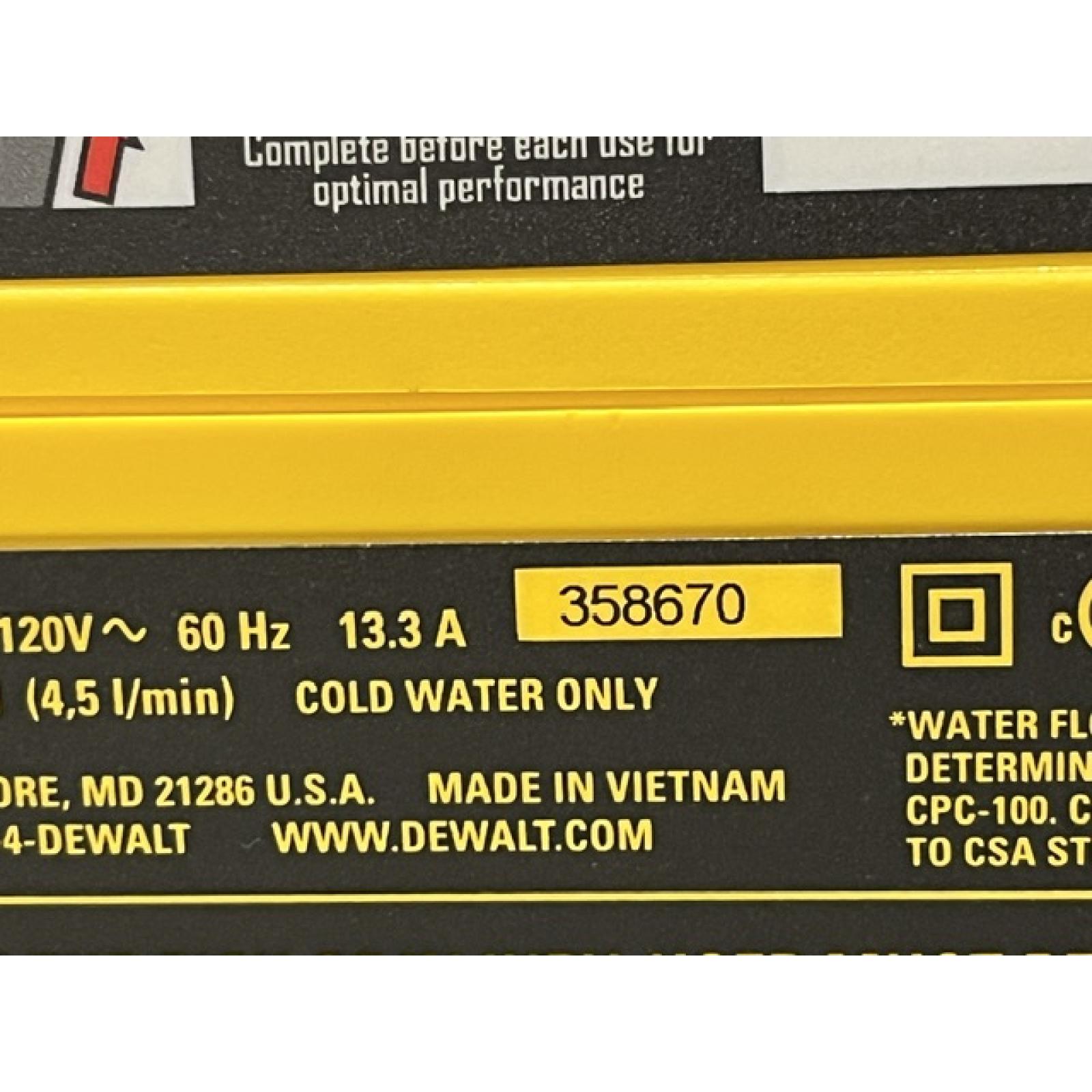 AS-IS DEWALT 2100 PSI 1.2 GPM 13 Amp Cold Water Electric Pressure Washer with Internal Equipment Storage