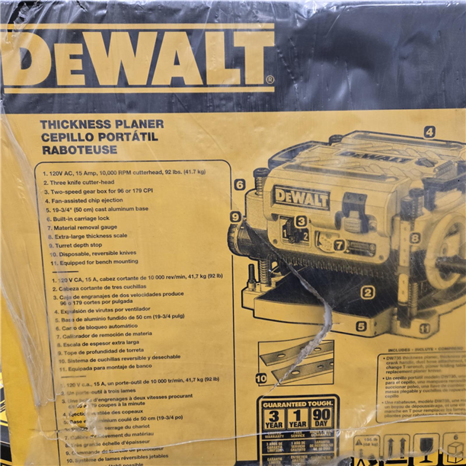 NEW- DEWALT 13 2 Speed 3-Knife Thickness Planer