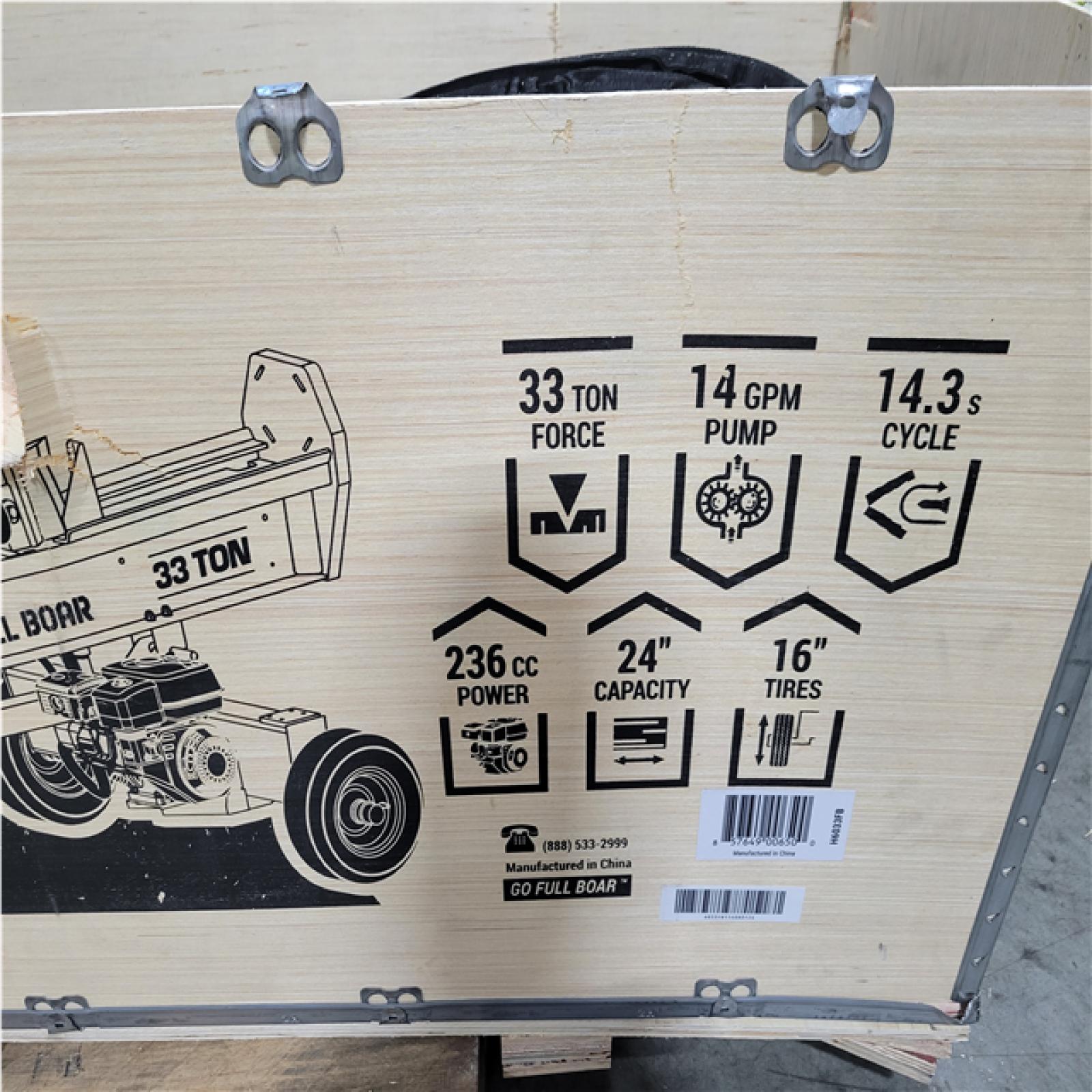CALIFORNIA AS-IS FULL BOAR 33 TON GAS LOG SPLITTER