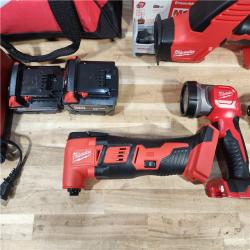 HOUSTON LOCATION - AS-IS M18 18V Lithium-Ion Cordless Combo Kit (5-Tool) with (2) Batteries  Charger and Tool Bag