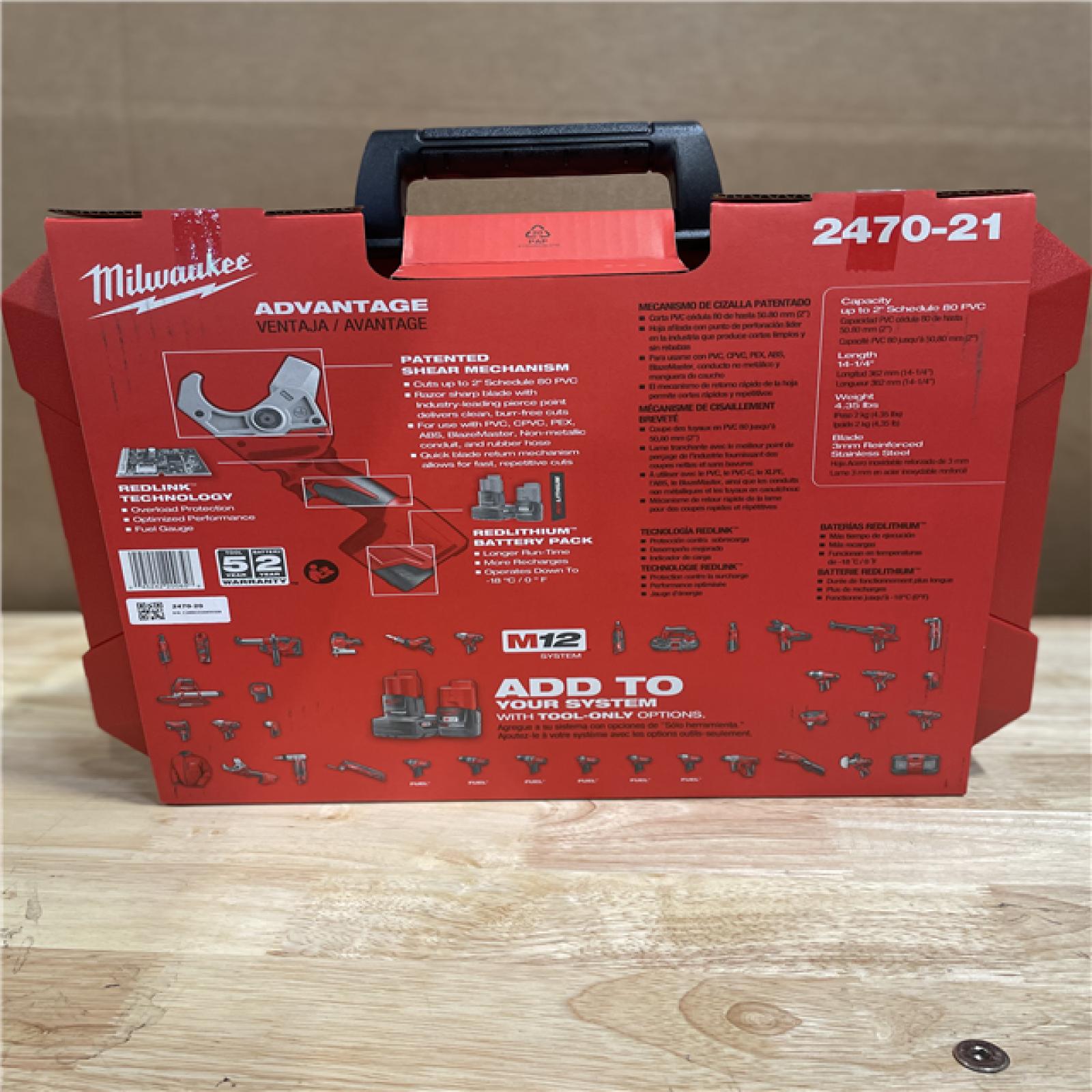 NEW! MILWAUKEE M12 12V Lithium-Ion Cordless PVC Shear Kit with One 1.5 Ah Battery