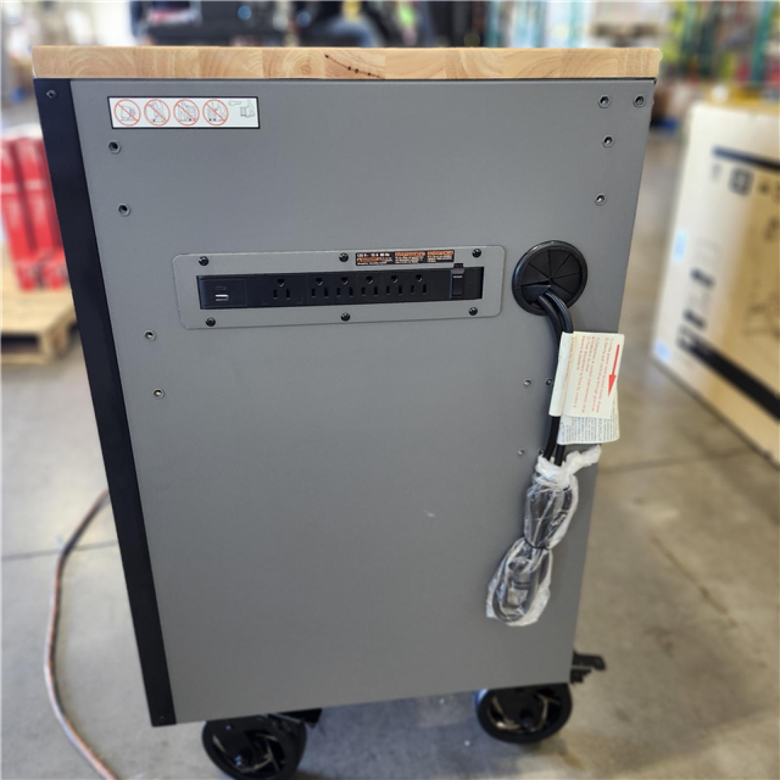 DALLAS LOCATION- Husky Heavy Duty 61 in. W x 23 in. D 15-Drawer Matte Gray Mobile Workbench Cabinet with Solid Wood Top