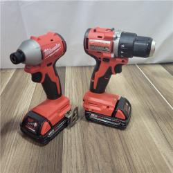 AS-IS Milwaukee M18 18V Lithium-Ion Brushless Cordless Compact Drill/Impact Combo Kit (2-Tool) W/(2) 2.0 Ah Batteries, Charger & Bag