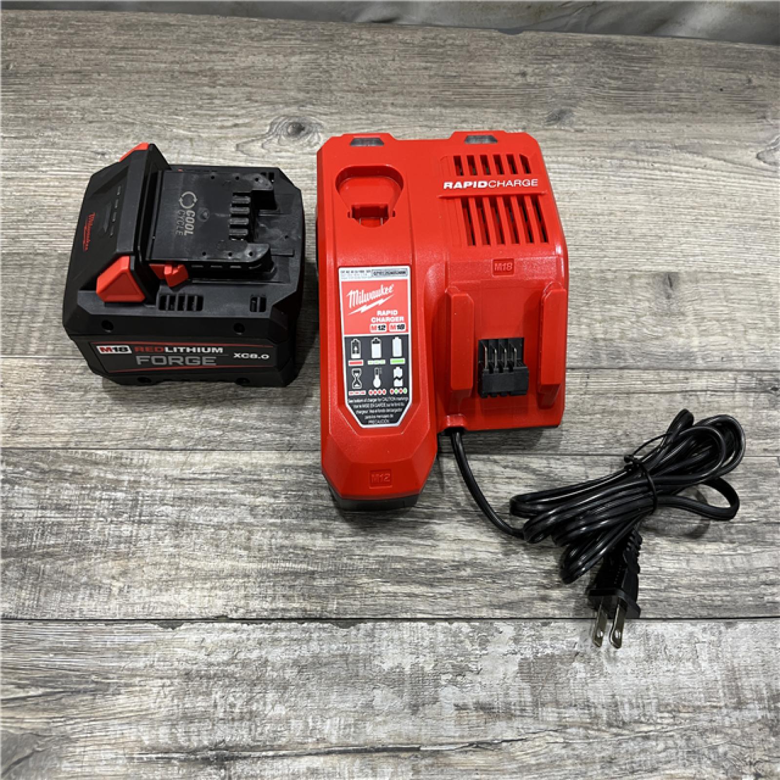 AS-IS Milwaukee 18-Volt Lithium-Ion REDLITHIUM FORGE Starter Kit with 8.0Ah Battery and Rapid Charger