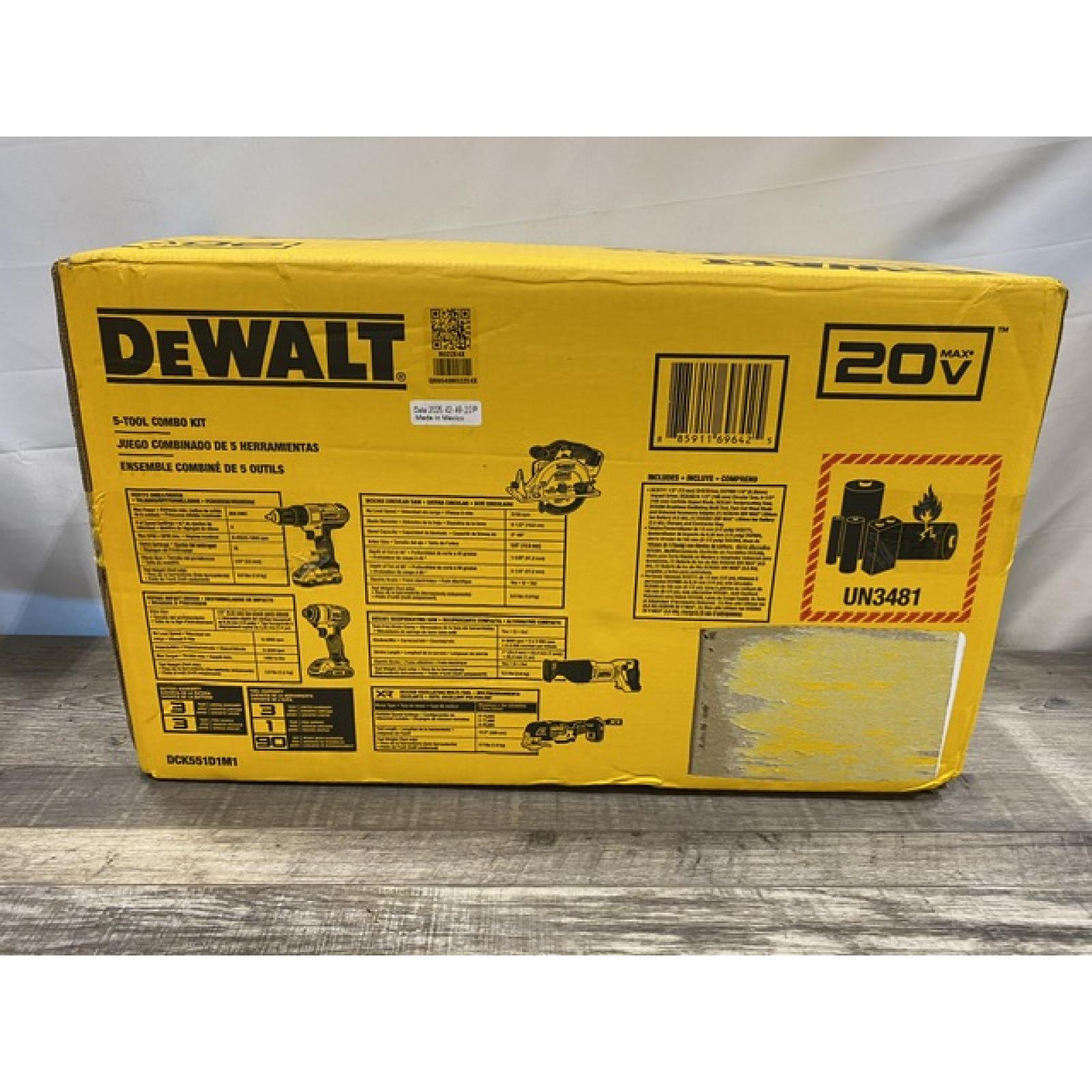 NEW - DEWALT 20V MAX Cordless 5 Tool Combo Kit