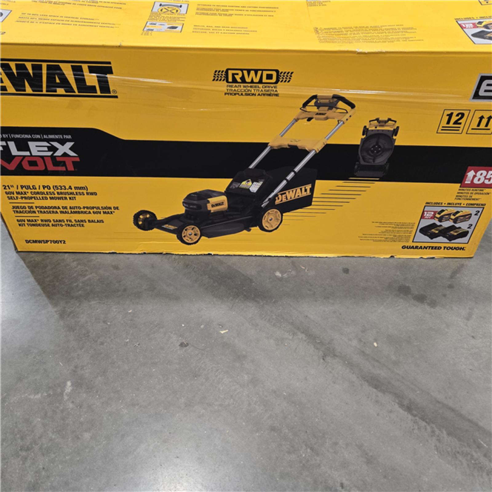 LIKE NEW- FLEXVOLT 2x60V MAX 21 in. Cordless Battery Powered Self Propelled Lawn Mower Kit with  12.0 Ah Batteries and Chargers