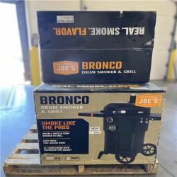 DALLAS LOCATION - OKLAHOMA JOE'S Bronco 18 in. Heavy Duty Charcoal Drum Smoker and Grill with 284 sq. in. Cooking Area in Black PALLET - (3 UNITS)