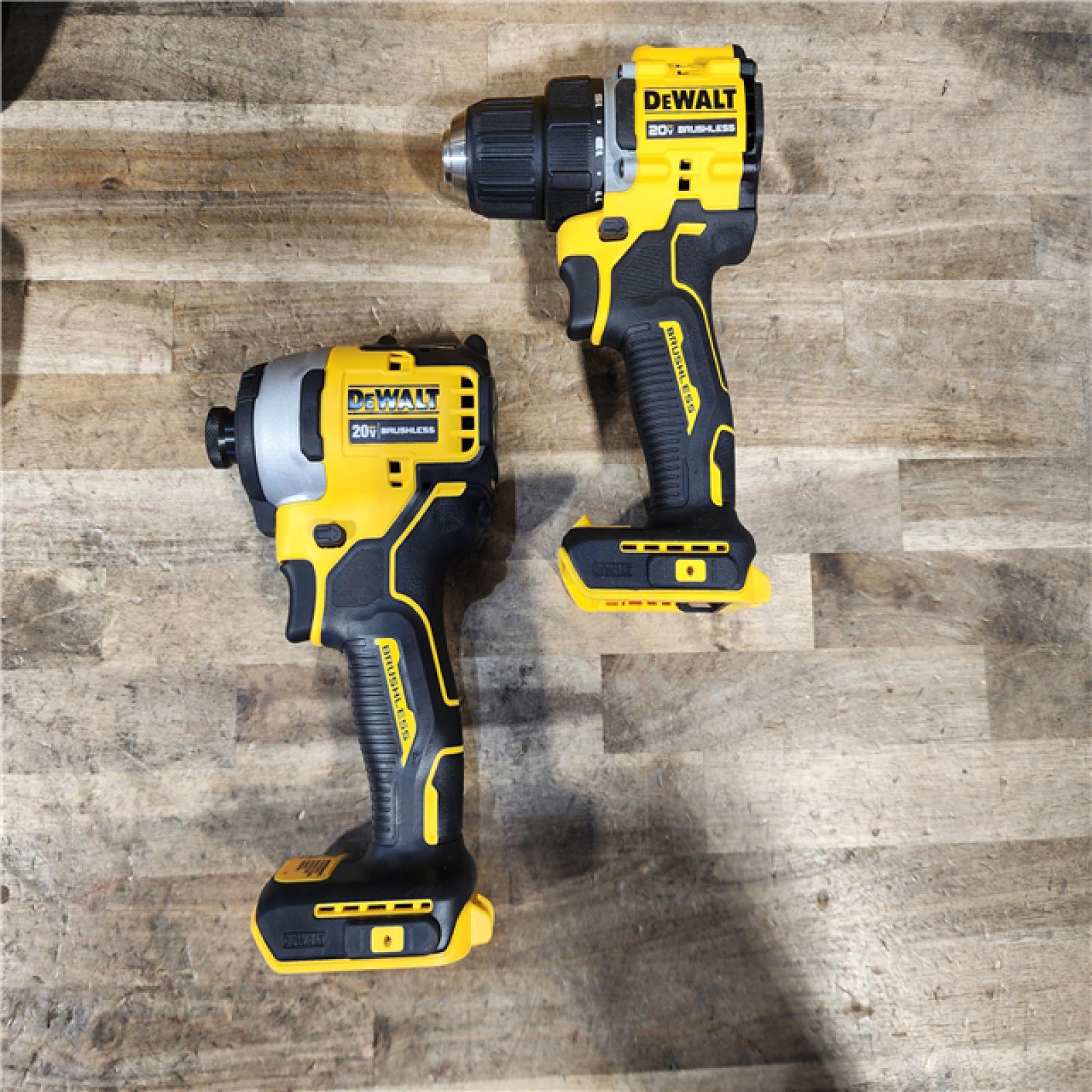 HOUSTON LOCATION - AS-IS Dewalt DCK225D2 20V MAX ATOMIC Brushless Compact Lithium-Ion 1/2 in. Cordless Drill Driver and 1/4 in. Impact Driver Combo Kit with 2 Batteries 2 Ah
