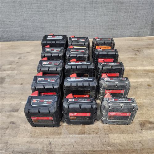 HOUSTON LOCATION - AS-IS MILWAUKEE BATTERY PACK QTY - 15