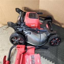 HOUSTON LOCATION - AS-IS Milwaukee M18 FUEL Brushless Cordless 21 in. Walk Behind Dual Battery Self-Propelled Mower Kit W/ (2) HD12.0 BATTERY & RAPID CHARGER
