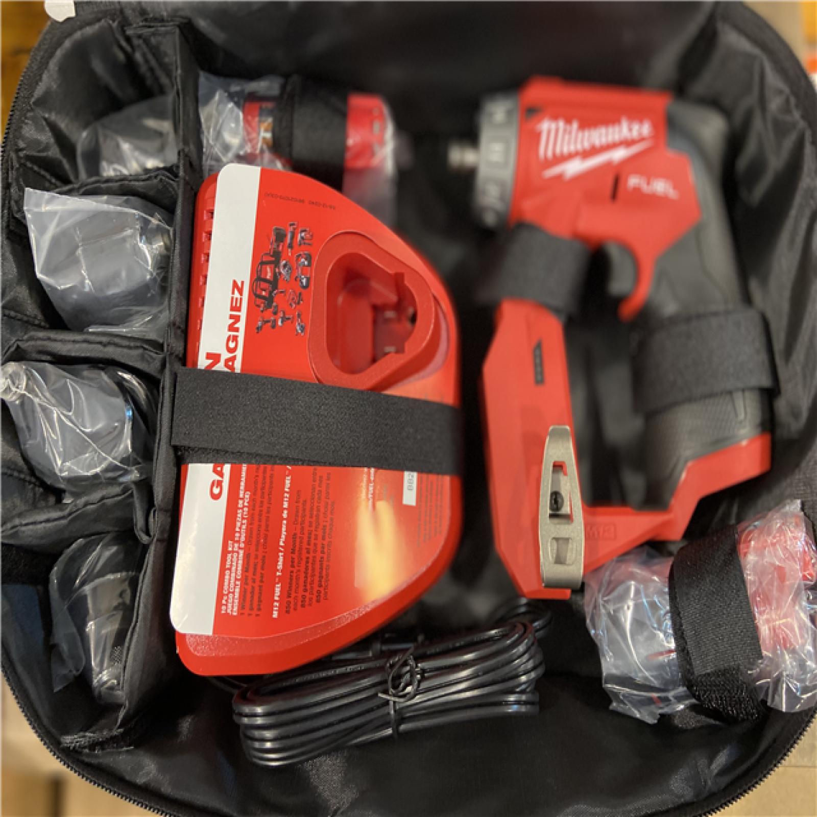 AS-IS Milwaukee M12 FUEL 12V Lithium-Ion Brushless Cordless 4-in-1 Installation 3/8 in. Drill Driver Kit with 4-Tool Heads