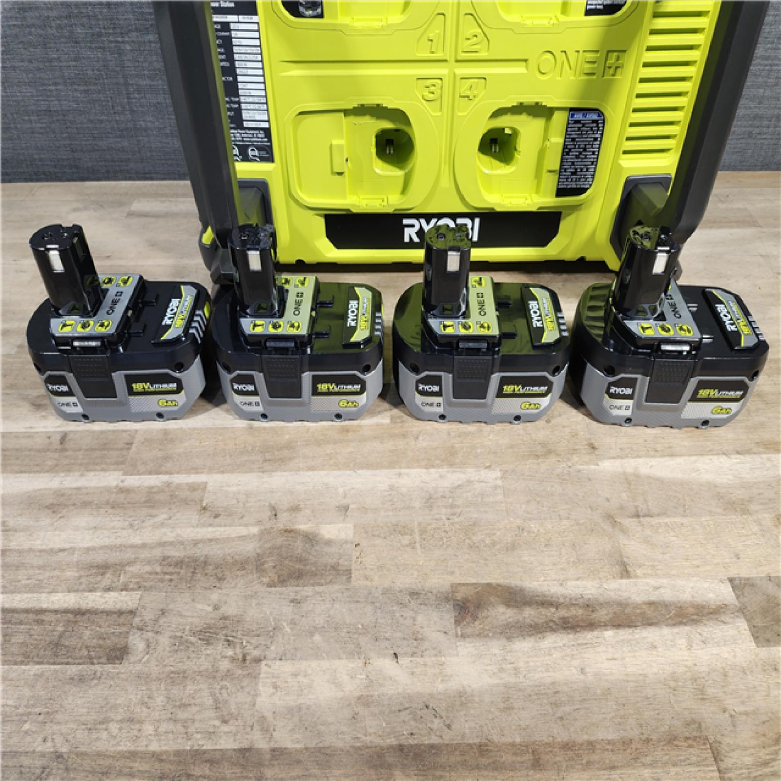 HOUSTON LOCATION - AS-IS RYOBI ONE+ 1800-Watt Power Station Battery Inverter Push Button Battery Generator/8-Port Charger with (4) 6.0 Ah Batteries