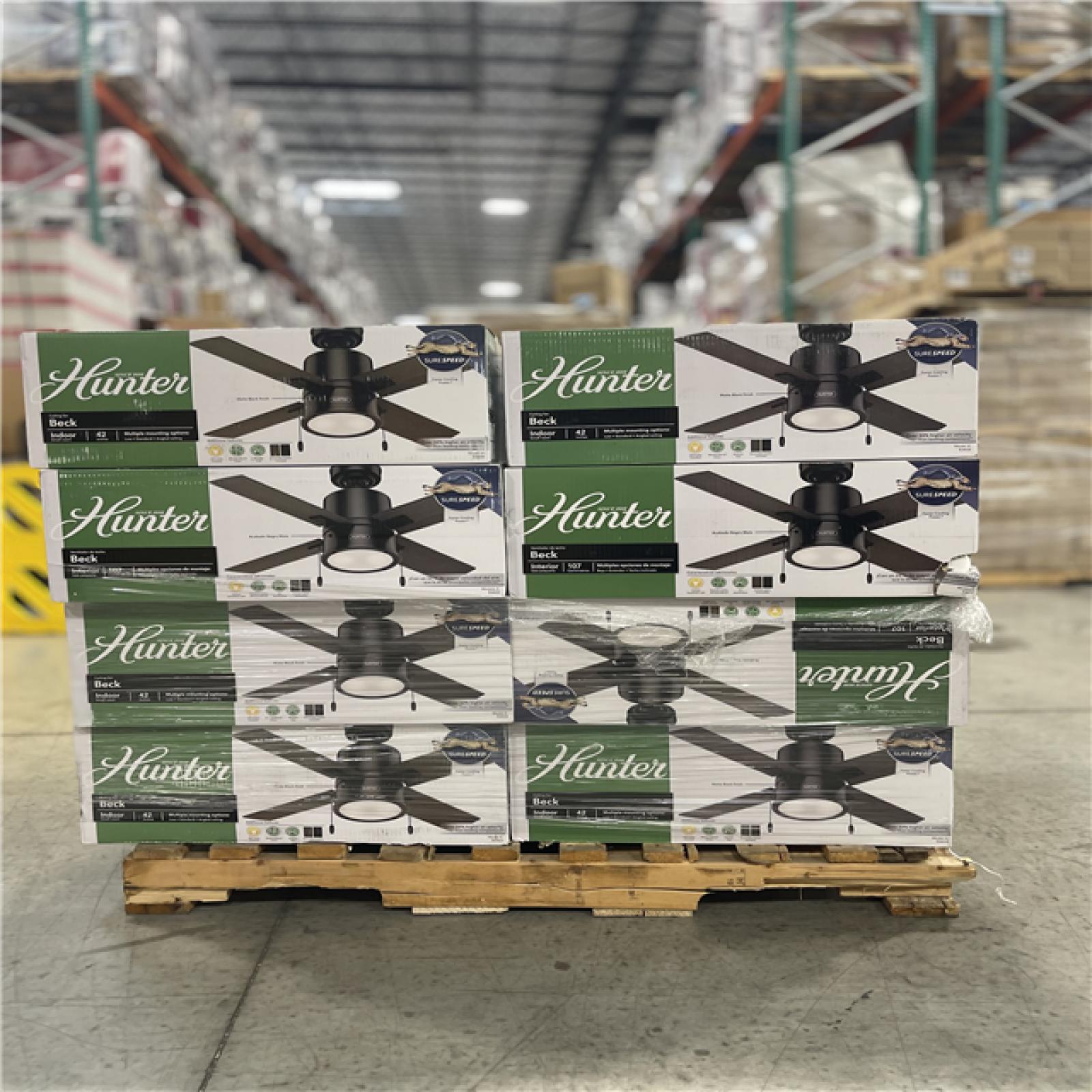 DALLAS LOCATION- Hunter 42 inch Indoor Ceiling Fan 4 Blade with LED Light Black Pallet (24 UNITS)
