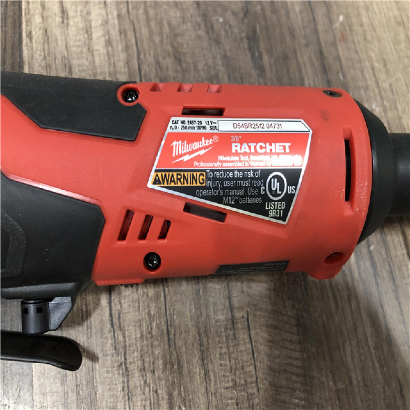 AS-IS Milwaukee M12 12V Lithium-Ion Cordless 3/8 in. Ratchet (Tool-Only)