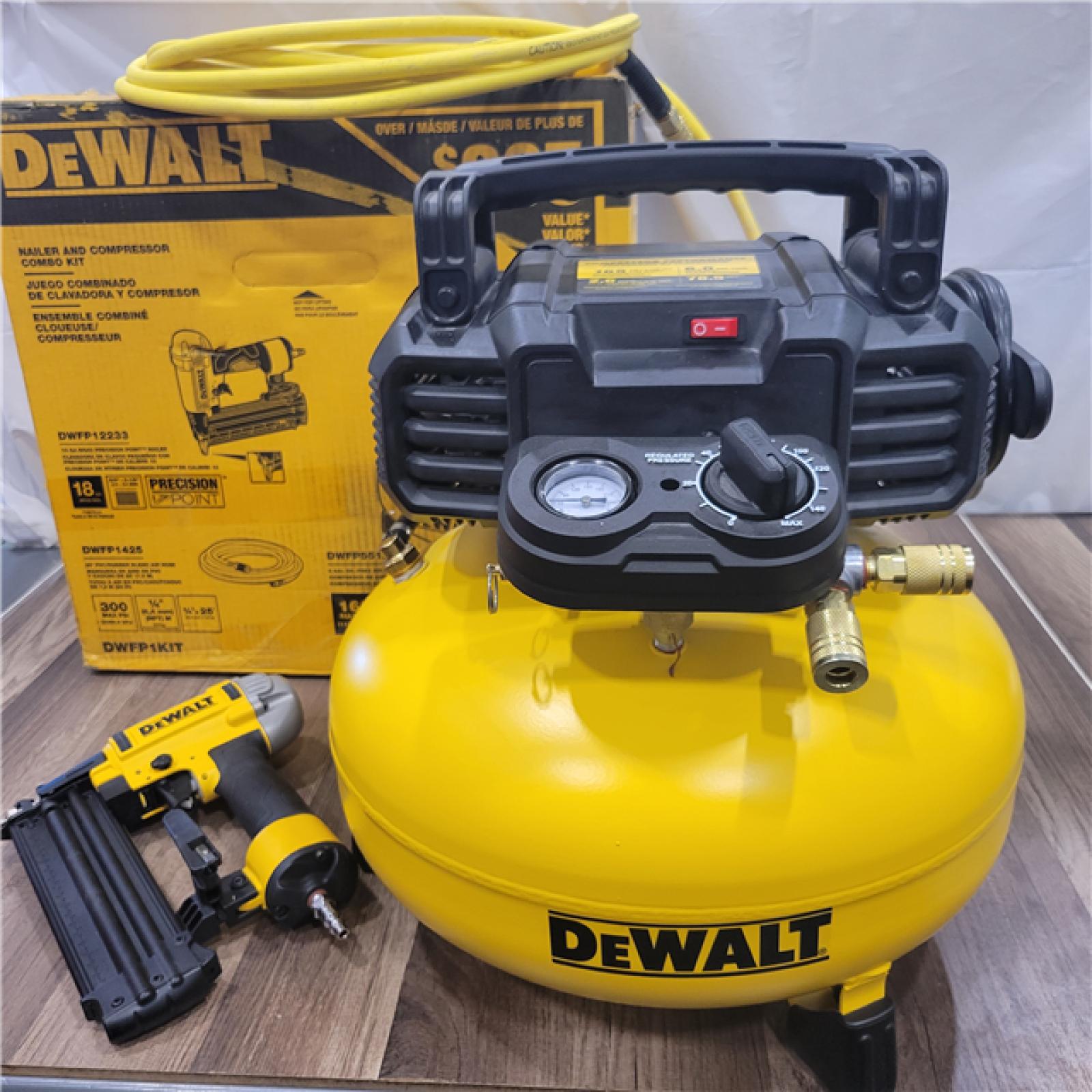 AS-IS DEWALT 6 Gal. 18-Gauge Brad Nailer and Heavy-Duty Pancake Electric Air Compressor Combo Kit