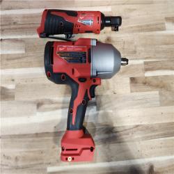HOUSTON LOCATION - AS-IS Milwaukee 12/18V Lithium-Ion Cordless 3/8 in. Ratchet and 1/2 in. High Torque Impact Wrench with Friction Ring Combo Kit