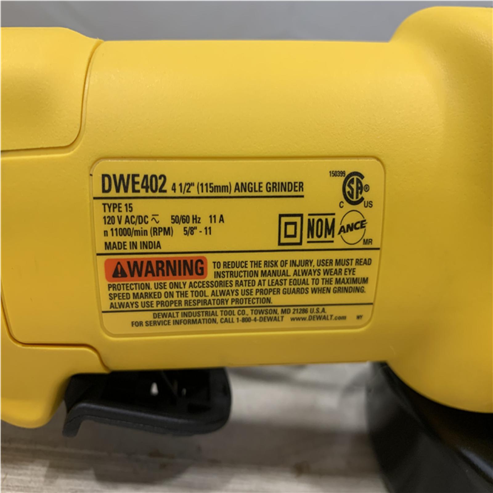AS-IS DEWALT 11 Amp Corded 4.5 in. Small Angle Grinder